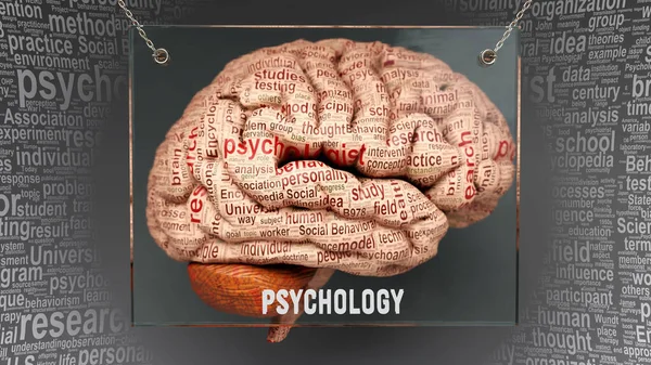 Psychologie Menschlichen Gehirn Dutzende Wichtiger Begriffe Die Die Psychologischen Eigenschaften — Stockfoto