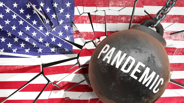 Usa America Pandemic Destroys Country Wrecks Economy Pandemic Force Causing — Stock Photo, Image