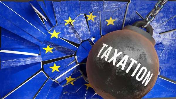 Opodatkowanie Europie Duży Wpływ Opodatkowania Który Niszczy Kraj Powoduje Spadek — Zdjęcie stockowe