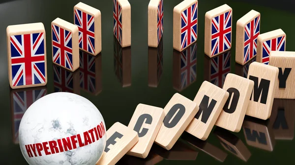 Inglaterra Del Reino Unido Hiperinflación Economía Efecto Dominó Reacción Cadena — Foto de Stock