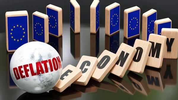Europa Och Deflation Ekonomi Och Dominoeffekt Kedjereaktion Europa Utlöst Genom — Stockfoto