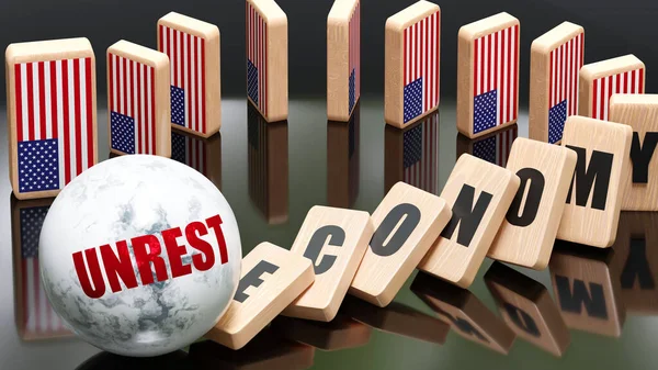 Verenigde Staten Onrust Economie Domino Effect Kettingreactie Amerikaanse Economie Veroorzaakt — Stockfoto
