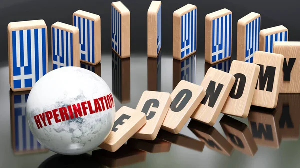 Grecia Hiperinflación Economía Efecto Dominó Reacción Cadena Grecia Provocada Por —  Fotos de Stock