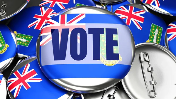 Islas Vírgenes Británicas Vote Docenas Botones Pinback Con Una Bandera — Foto de Stock