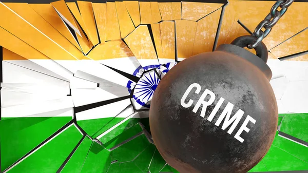 Преступность Индии Большое Влияние Преступности Которая Разрушает Страну Вызывает Экономический — стоковое фото