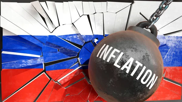 Инфляция России Большое Влияние Инфляции Которая Разрушает Страну Вызывает Экономический — стоковое фото