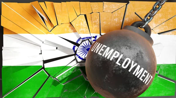 Безработица Индии Большое Влияние Безработицы Которая Разрушает Страну Вызывает Экономический — стоковое фото