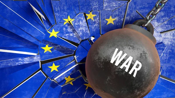 Guerra Europa Grande Impatto Della Guerra Che Distrugge Paese Provoca — Foto Stock