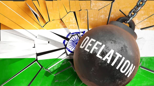 Дефляция Индии Большое Влияние Дефляции Которая Разрушает Страну Вызывает Экономический — стоковое фото