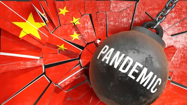 Pandemic China Big Impact Pandemic Destroys Country Causes Economic Decline — Stock Photo, Image