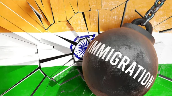 Иммиграция Индию Большое Влияние Иммиграции Которая Разрушает Страну Вызывает Экономический — стоковое фото
