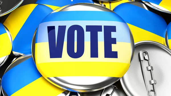 Ukraine Vote Douzaines Boutons Pinback Avec Drapeau Ukraine Mot Vote — Photo