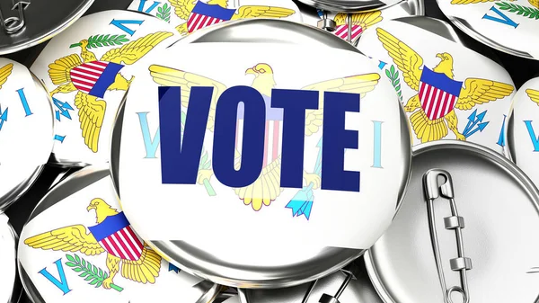 Virgin Islands Und Vote Dutzende Von Pinback Buttons Mit Einer — Stockfoto