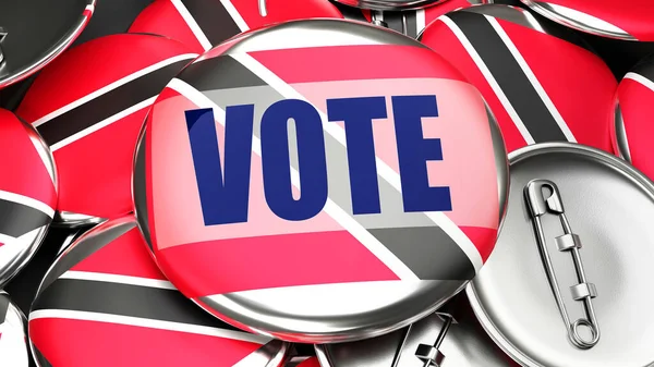 Trinité Tobago Vote Douzaines Boutons Pinback Avec Drapeau Trinité Tobago — Photo