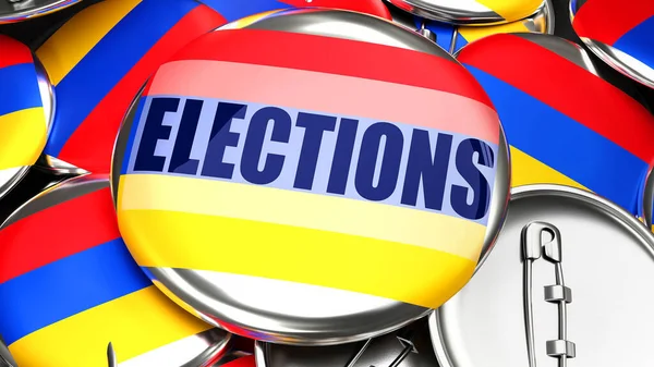 Armenia Elections Dozens Pinback Buttons Flag Armenia Word Elections Render — Stockfoto