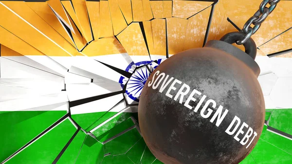 Суверенный Долг Индии Большое Влияние Суверенного Долга Который Разрушает Страну — стоковое фото