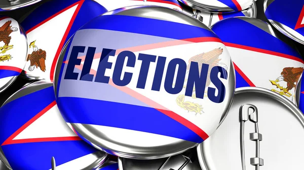 American Samoa Elections Dozens Pinback Buttons Flag American Samoa Word — Stockfoto