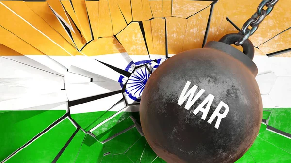 Война Индии Большое Влияние Войны Которая Разрушает Страну Вызывает Экономический — стоковое фото