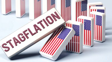 USA America and stagflation, causing a national problem and a falling economy. Stagflation as a driving force in the possible decline of USA America.