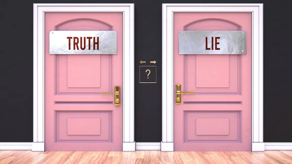 Truth Lie Making Decision Choosing Either One Two Alternative Options — Foto de Stock