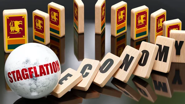 Sri Lanka Stagflation Economy Domino Effect Chain Reaction Sri Lanka — Stock Photo, Image