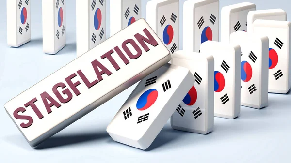 Korea Republic Stagflation Causing National Problem Falling Economy Stagflation Driving — 스톡 사진
