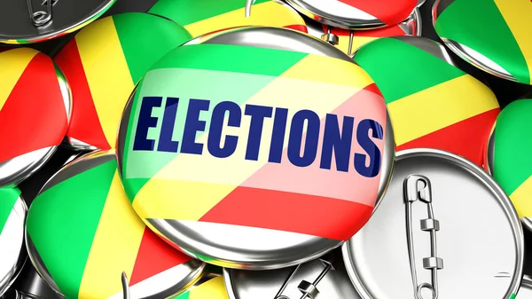 Congo Elections Dozens Pinback Buttons Flag Congo Word Elections Render — Foto Stock