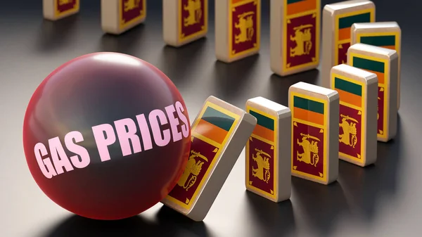 Sri Lanka and gas prices, causing a national problem and a falling economy. Gas prices as a driving force in the possible decline of Sri Lanka.