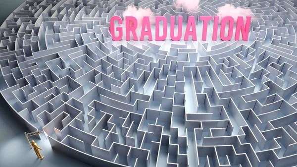 Graduation Difficult Path Confusion Frustration Seeking Hard Journey Leads Graduation — стоковое фото