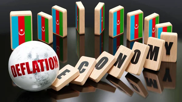 Azerbaijan Deflation Economy Domino Effect Chain Reaction Azerbaijan Set Deflation —  Fotos de Stock