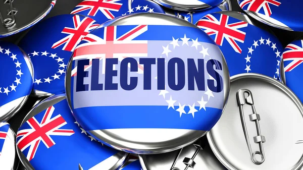 Cook Islands Elections Dozens Pinback Buttons Flag Cook Islands Word — Photo