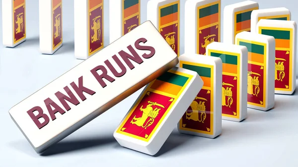 Sri Lanka and bank runs, causing a national problem and a falling economy. Bank runs as a driving force in the possible decline of Sri Lanka.