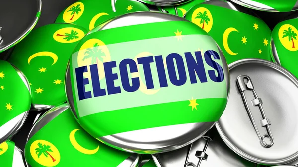 Cocos Keeling Islands Elections Dozens Pinback Buttons Flag Cocos Keeling — Stockfoto
