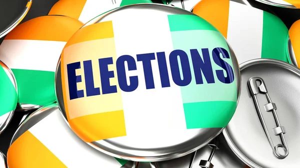 Cote Divoire Elections Dozens Pinback Buttons Flag Cote Divoire Word — Foto Stock