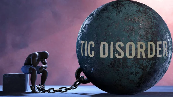 Tic Disorder Limits Life Make Suffer Imprisoning Painful Condition Burden — Stockfoto
