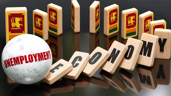 Sri Lanka Unemployment Economy Domino Effect Chain Reaction Sri Lanka —  Fotos de Stock