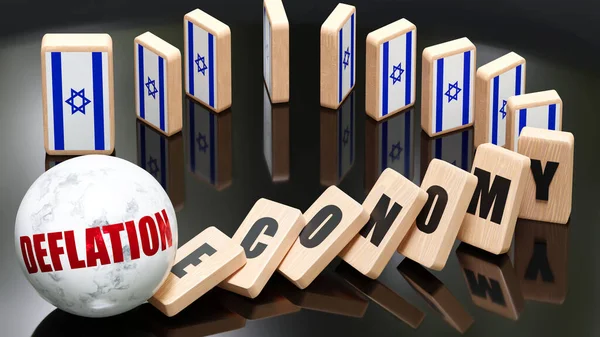 Israel Deflation Economy Domino Effect Chain Reaction Israel Set Deflation — Stockfoto