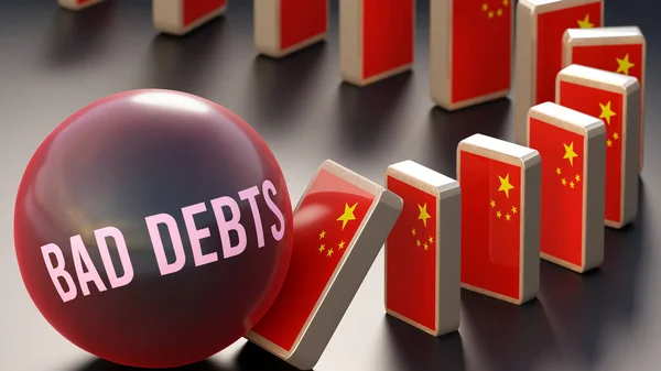 China Bad Debts Causing National Problem Falling Economy Bad Debts — 图库照片