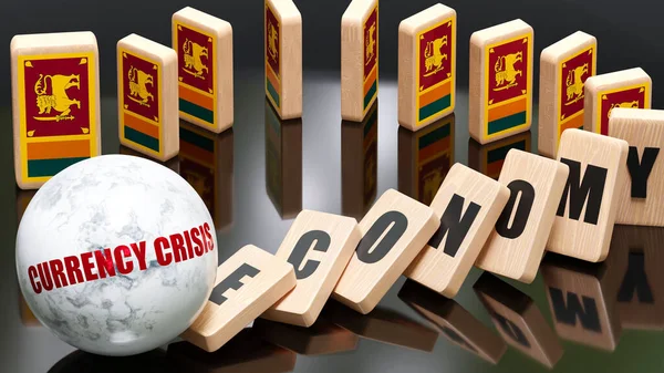 Sri Lanka Currency Crisis Economy Domino Effect Chain Reaction Sri — ストック写真
