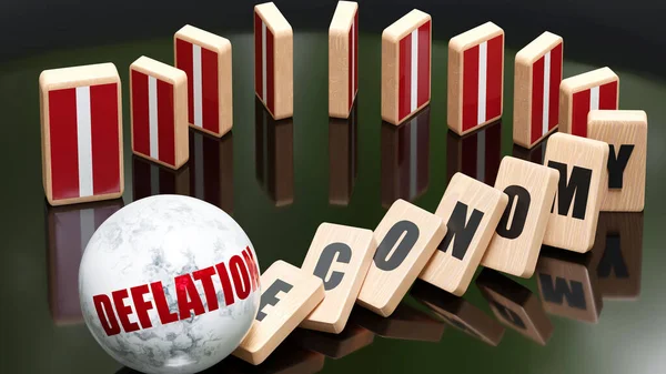 Latvia Deflation Economy Domino Effect Chain Reaction Latvia Set Deflation — Stockfoto