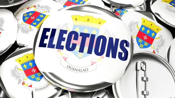 Saint Barthelemy Elections Dozens Pinback Buttons Flag Saint Barthelemy Word —  Fotos de Stock