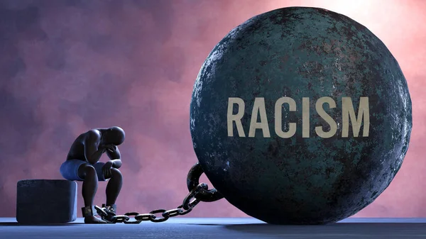 Racism Limits Life Make Suffer Imprisoning Painful Condition Burden Keeps — Stock Photo, Image