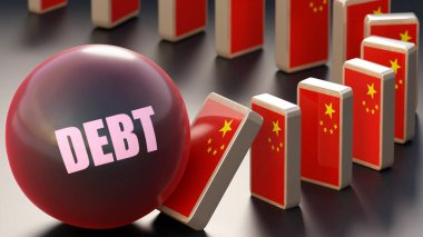 China and debt, causing a national problem and a falling economy. Debt as a driving force in the possible decline of China.