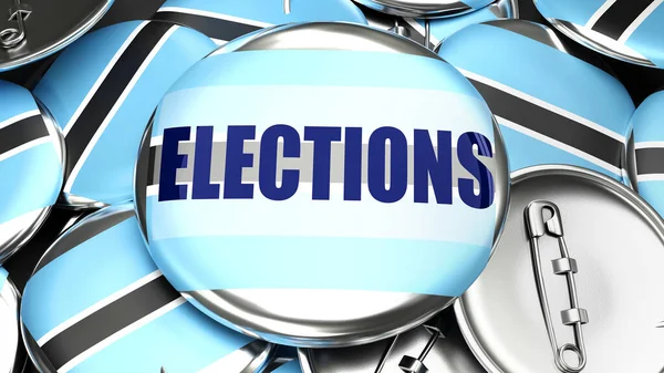 Botswana Elections Dozens Pinback Buttons Flag Botswana Word Elections Render — Foto Stock