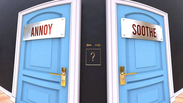 Annoy Soothe Choice Two Options Choose Represented Doors Leading Different — Stok fotoğraf