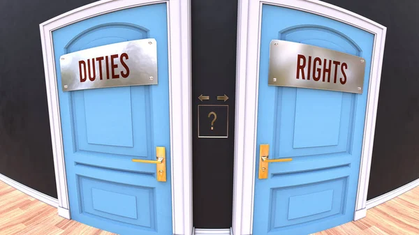 Duties Rights Choice Two Options Choose Represented Doors Leading Different — Stok fotoğraf