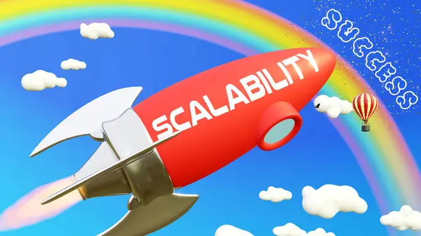 Escalabilidad Conduce Lograr Éxito Los Negocios Vida Cohete Dibujos Animados —  Fotos de Stock