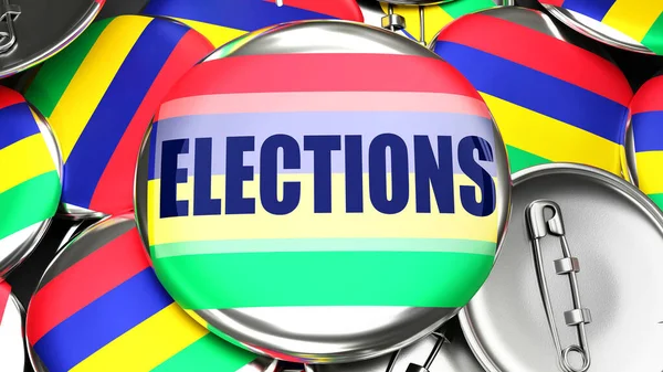 Mauritius Elezioni Decine Pulsanti Pinback Con Una Bandiera Mauritius Una — Foto Stock