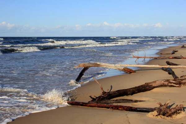 Mare Durante Una Tempesta Con Grandi Onde Carnikava Lettonia Grandi — Foto Stock