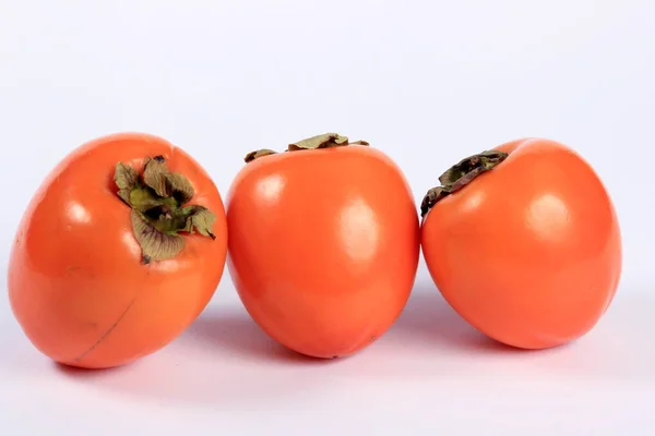 Organic Ripe Persimmon Isolated White Background — Stock Photo, Image